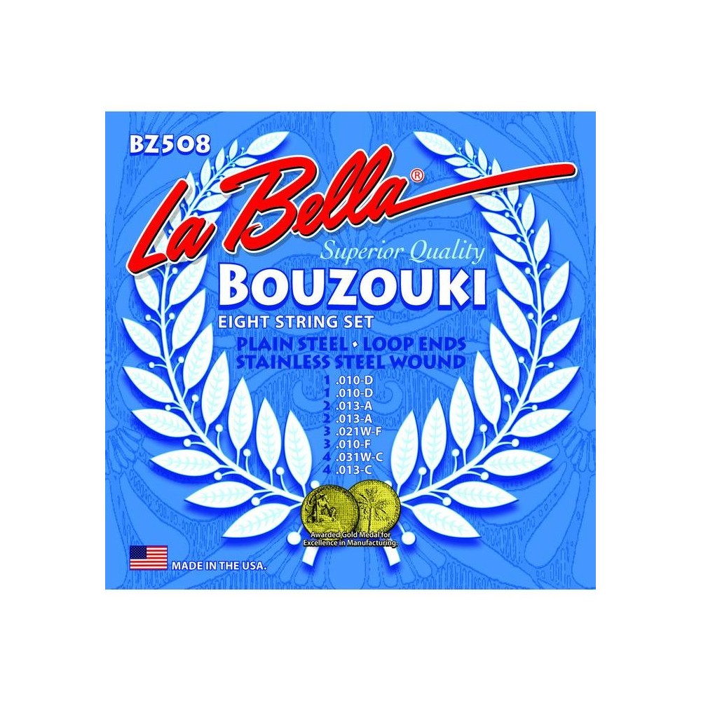 Juego Cuerdas Bouzouki La Bella BZ508 4 Cuerdas Dobles