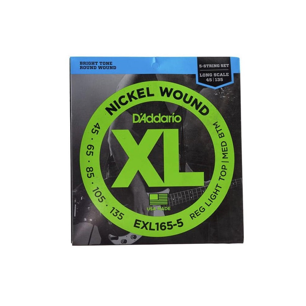 DAddario EXL165-5 (45-135) XL Nickel Wound Custom Light 5 Cuerdas