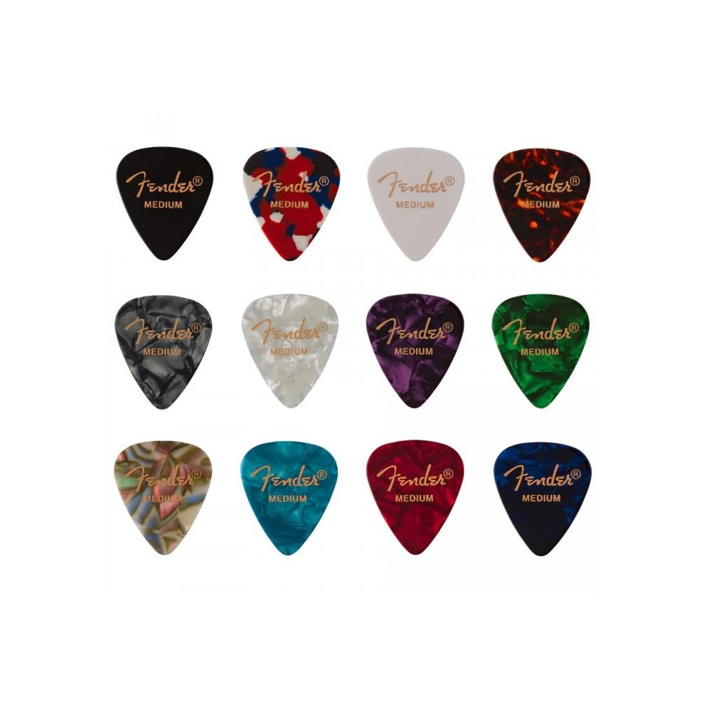 Fender 351 Celluloid Medley Medium Pack 12 Púas