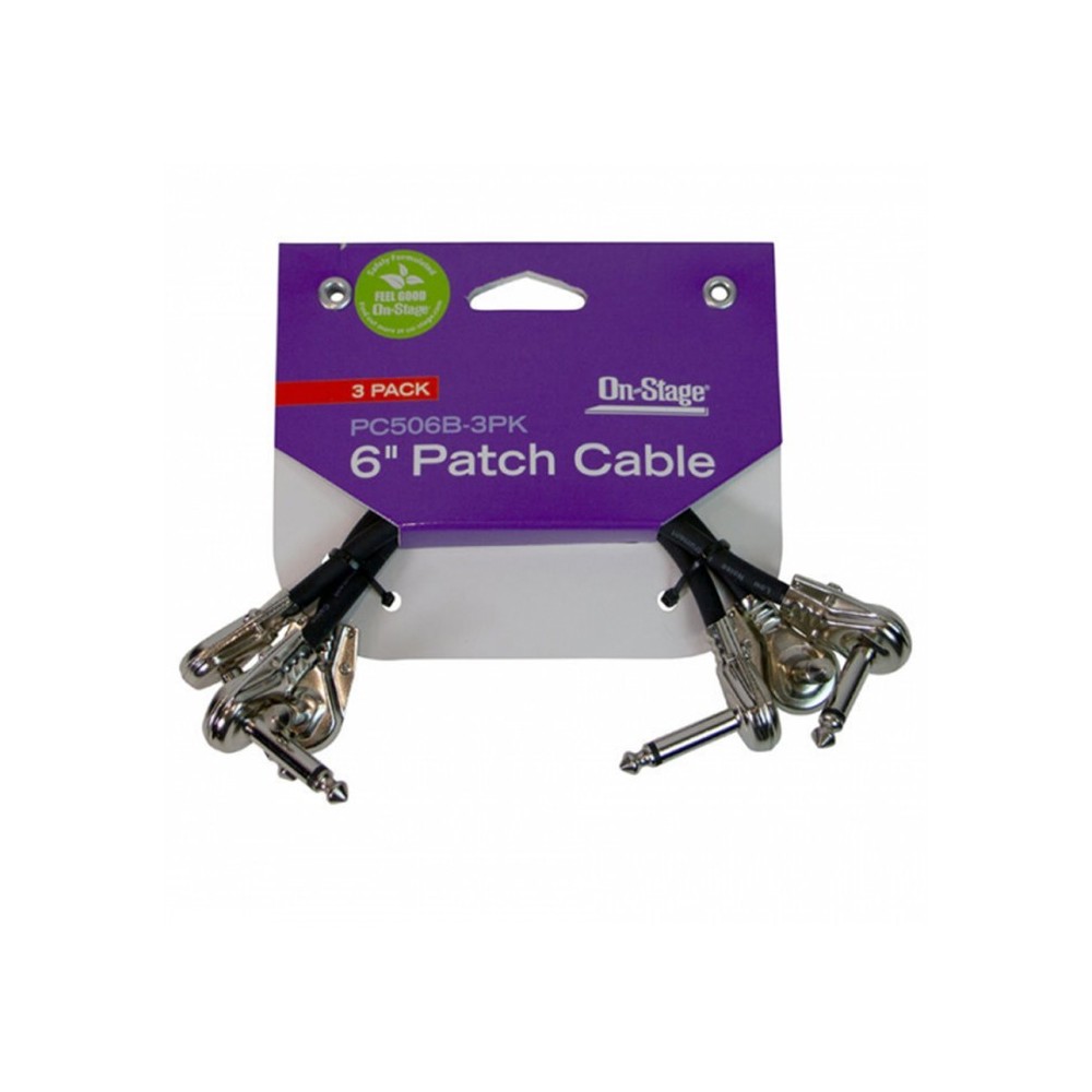 On Stage PC506B-3PK 3 Cables Pedales J/J plano 15cm Negro
