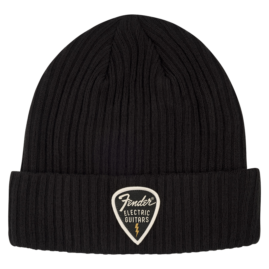Fender Pick Patch Ribbed Beanie Black Gorro