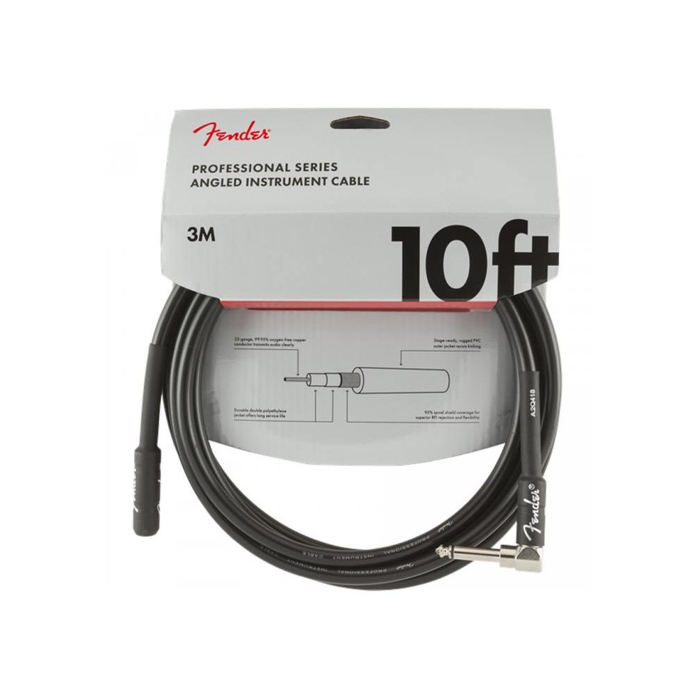 Fender Professional Cable Black Angulo 3m