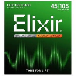 [JUEGBAJELX009] Elixir-4 Nanoweb Stainless Steel Juego Bajo (45-105)