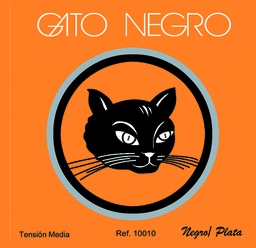 [JUEGCLAGAT006] Gato Negro Juego Clásica Nylon Negro y Plata