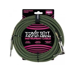 [CABLGUIERN001] Ernie Ball 6077 Cable Negro/Verde Angulo 3m