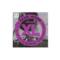 [JUEGELEDAD034] DAddario EXL120-10P (09-42) XL Nickel Wound Super Light (10 Sets)